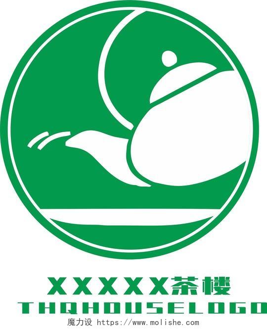 绿色古典茶楼茶叶标识茶楼LOGO茶叶logo